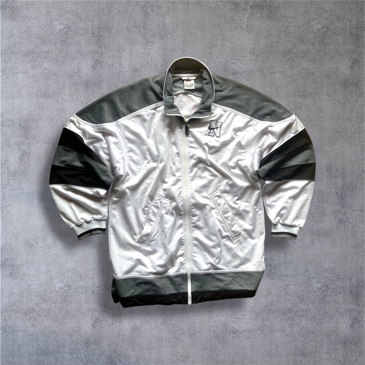 VINTAGE 90s Nike White Tag Tracksuit – Monochrome Grey Scale – Backprint – Gr. S
