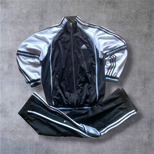 VINTAGE Adidas 90s Transformer Tracksuit – Abknöpfbare Ärmel – Gr. M – Schwarz/Weiß – 2-in-1