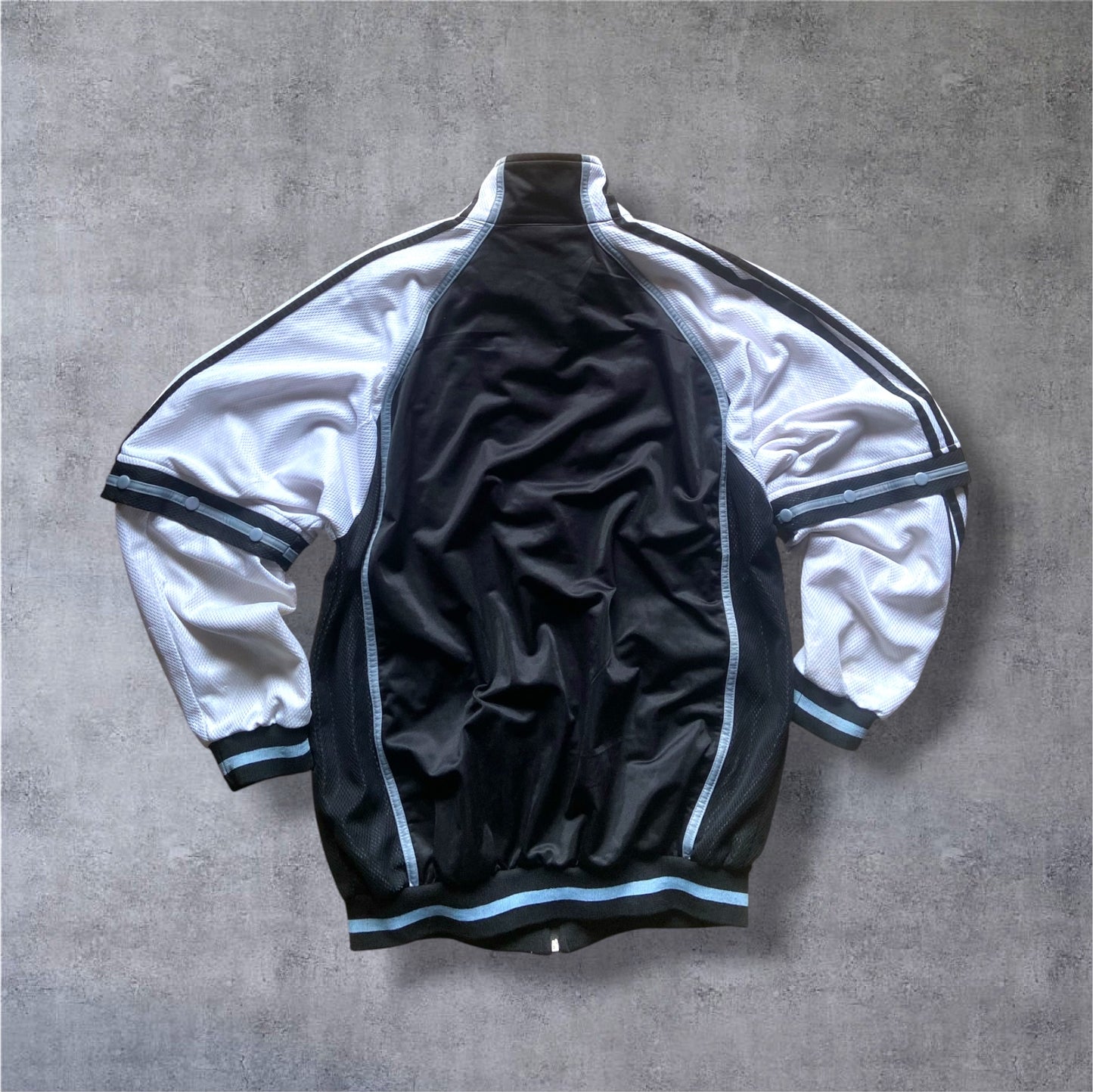 VINTAGE Adidas 90s Transformer Tracksuit – Abknöpfbare Ärmel – Gr. M – Schwarz/Weiß – 2-in-1