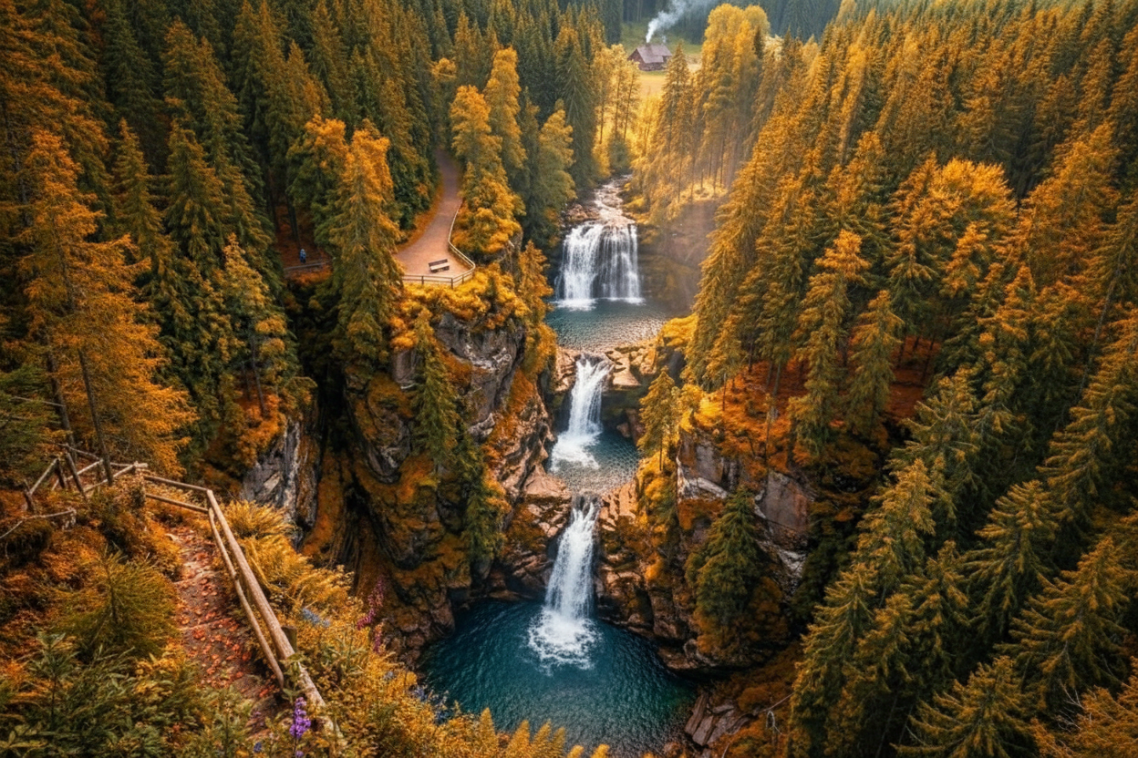 Schwarzwald Wasserfall Herbst