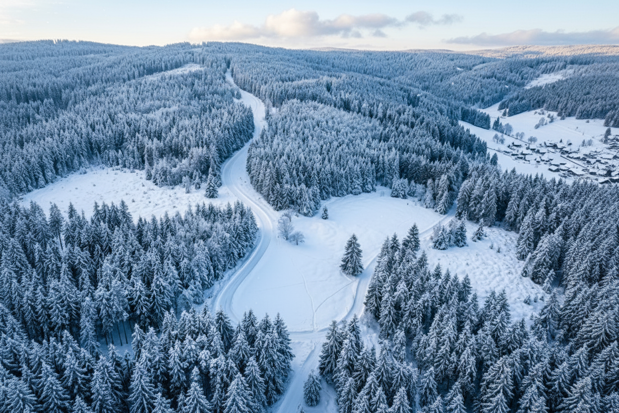 Schwarzwald Winter Drohnenaufnahme